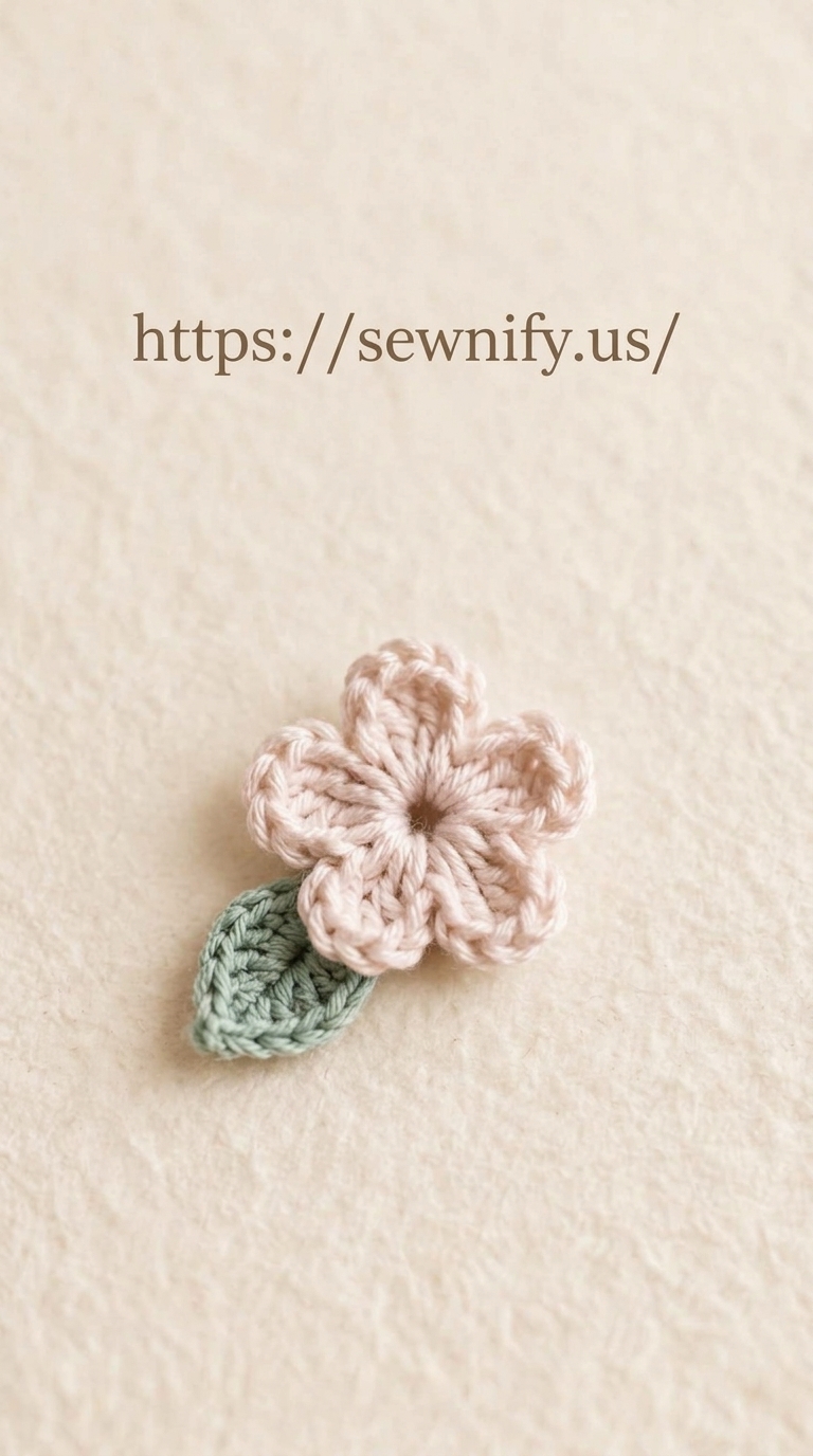 Applique Mini Fleur Fleurie avec Feuille au Crochet | Motif DIY