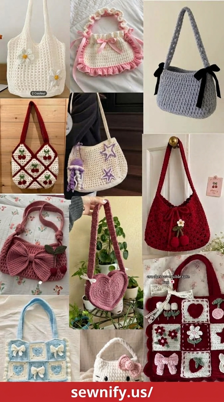 Assorted Cute Handmade Crochet Bags Collection