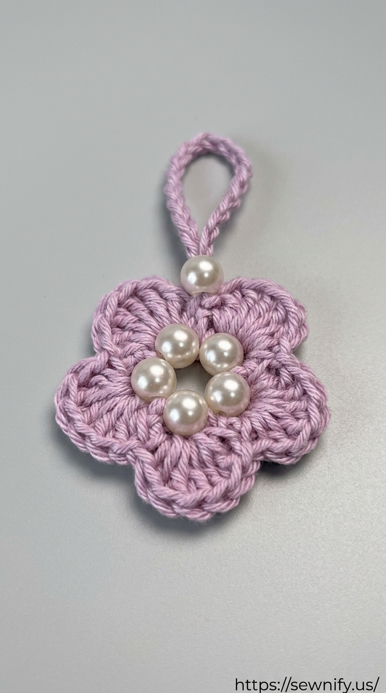 Bijou de Sac Fleur Violette avec Perles au Crochet | Accessoire DIY Élégant
