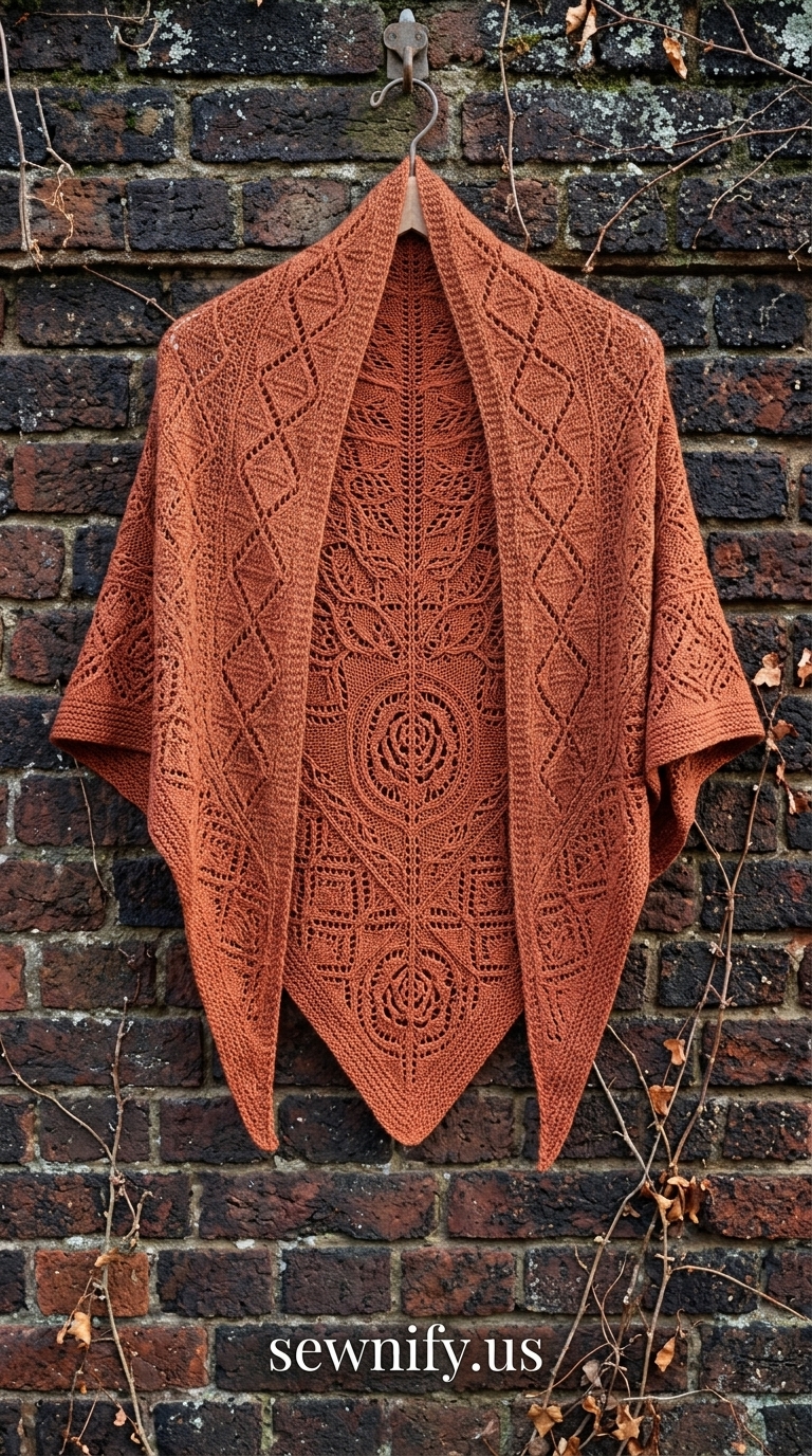 Châle Triangulaire Dentelle Terracotta au Crochet Patron Écharpe Bohème