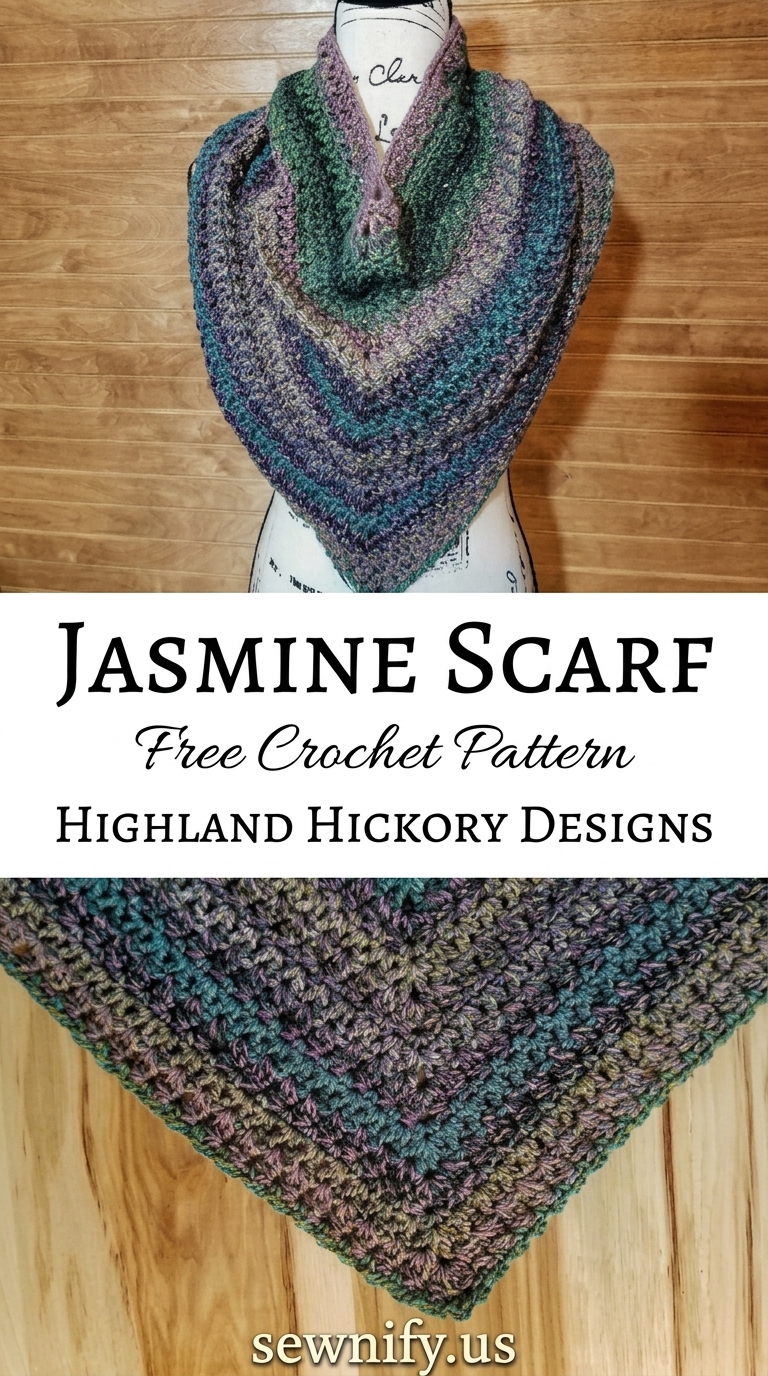 Châle Triangulaire Jasmine Scarf au Crochet - Pattern Écharpe Laine Dégradée