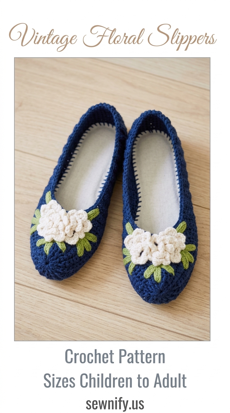 Chaussons Ballerines Vintage au Crochet - Tuto Chaussons Fleuris