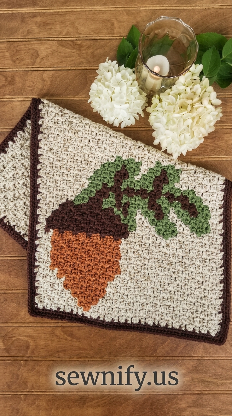 Chemin de Table Automnal au Crochet Motif Gland - Déco Table Tapisserie Fait Main