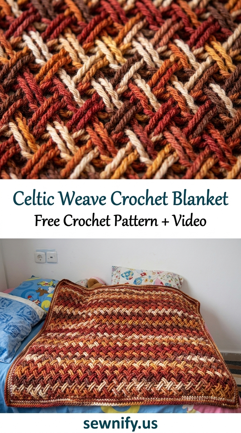 Couverture Plaid au Crochet Motif Tressé Celtique Tuto Gratuit Automne