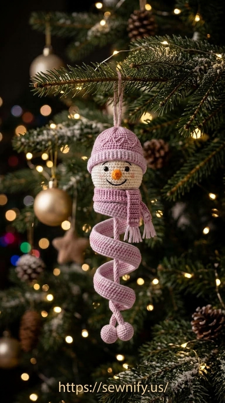 Décoration de Noël au Crochet | Bonhomme de Neige Suspendu