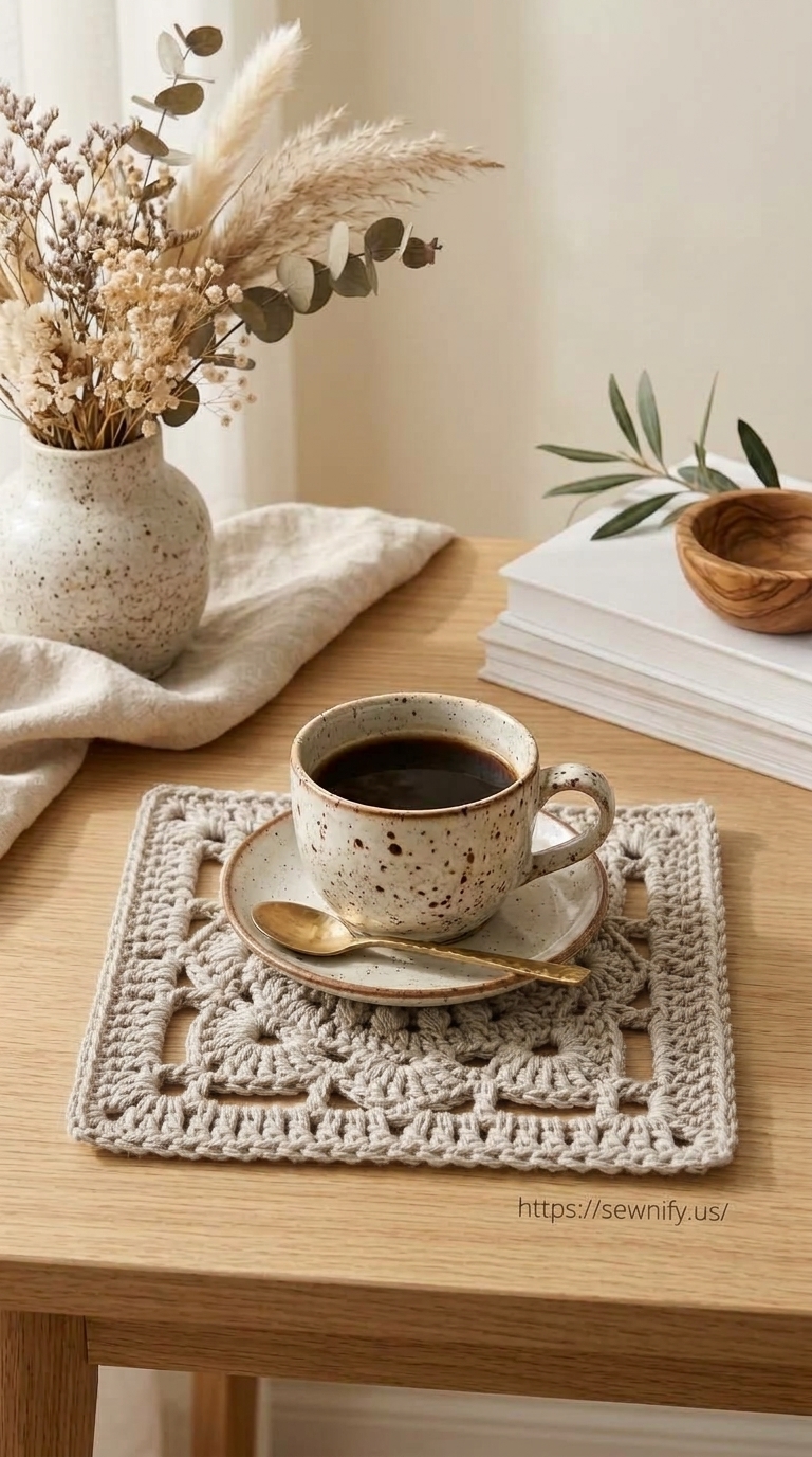 Dessous de Tasse Crochet Carré de Grand-Mère | DIY Déco Boho Cocooning