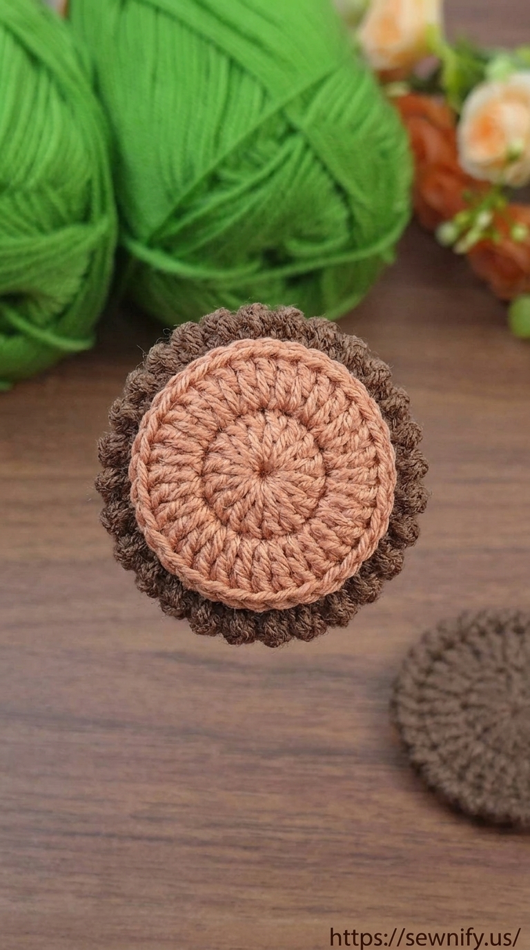 Dessous de Verre Rond au Crochet Marron et Beige | Déco Table Chic