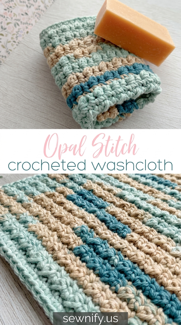 Gant de Toilette au Crochet Point Opale Accessoire Salle de Bain