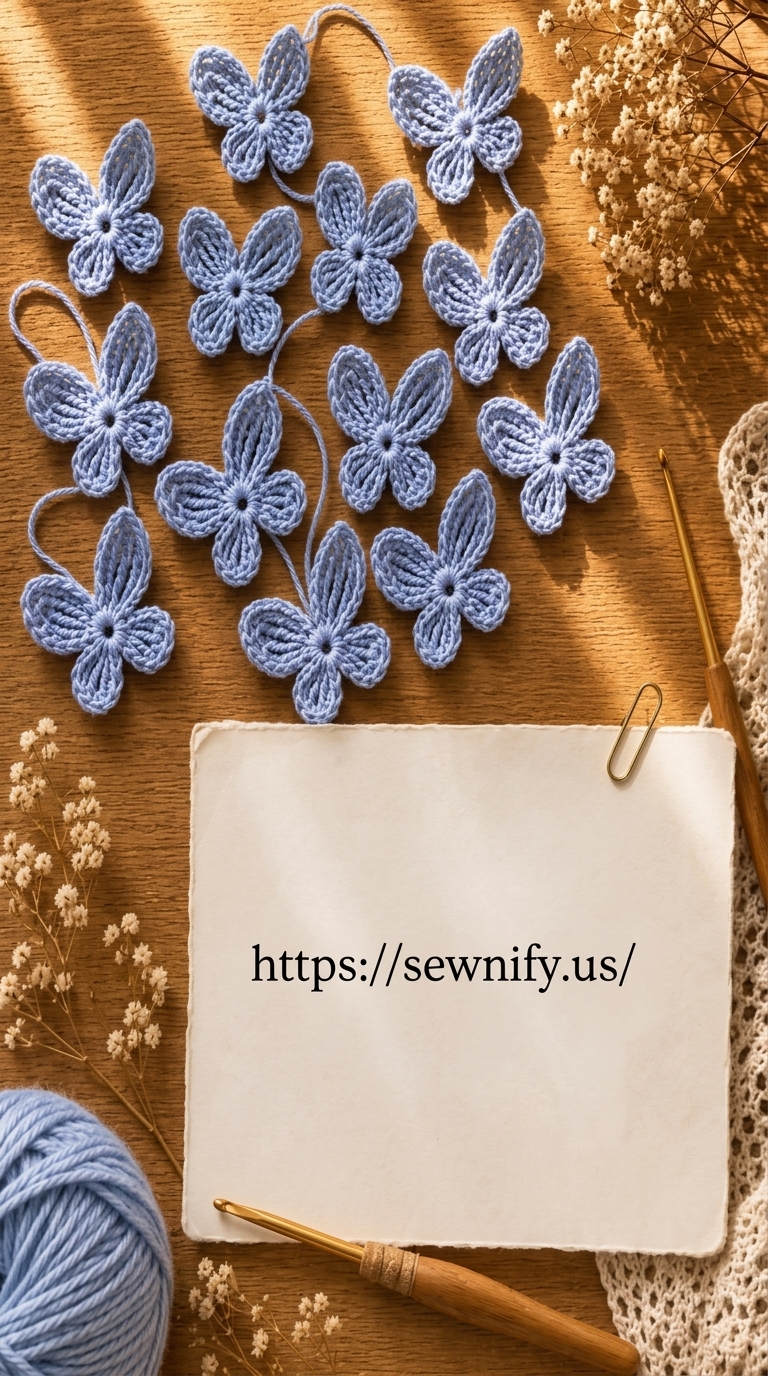 Guirlande de Papillons Bleus au Crochet | Déco Suspendue DIY Fait Main