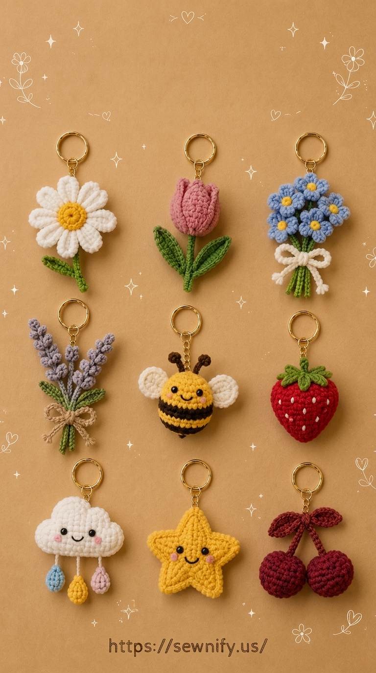 Lot Porte-Clés Fleurs et Animaux Amigurumi | Idées Crochet Faciles DIY