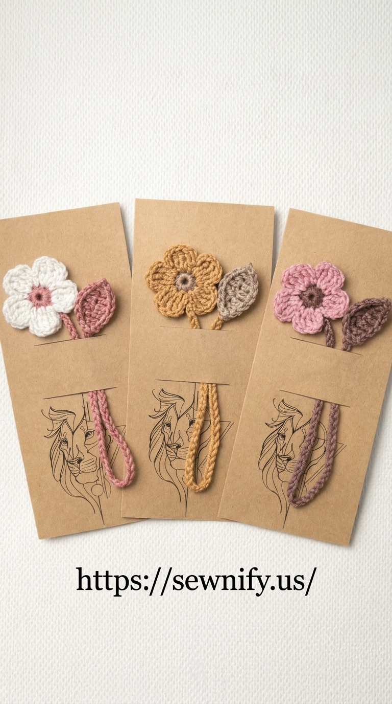 Marque-Pages Fleurs au Crochet avec Feuilles | Cadeau Fait Main DIY