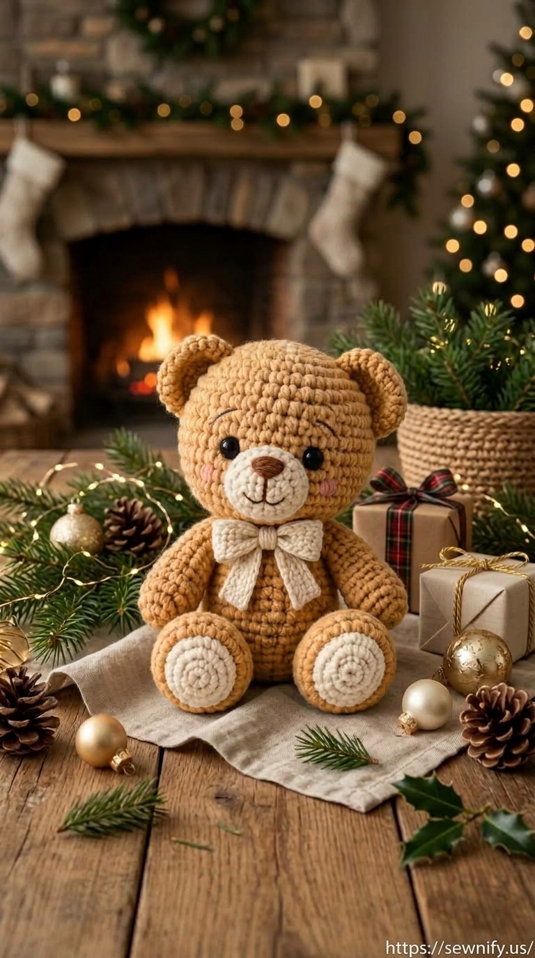 Ours en Peluche Amigurumi au Crochet | Décoration de Noël
