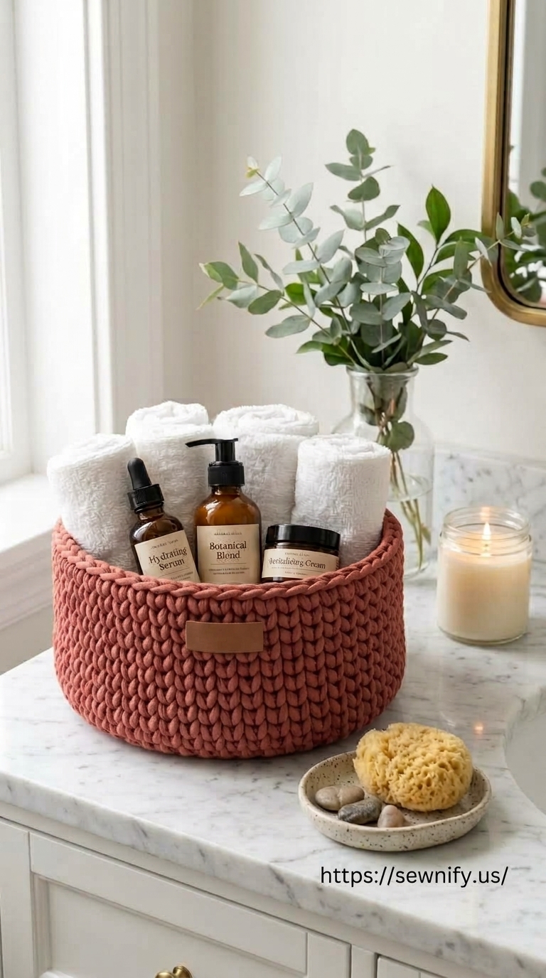 Panier de Rangement au Crochet Facile | Déco Salle de Bain Cocooning