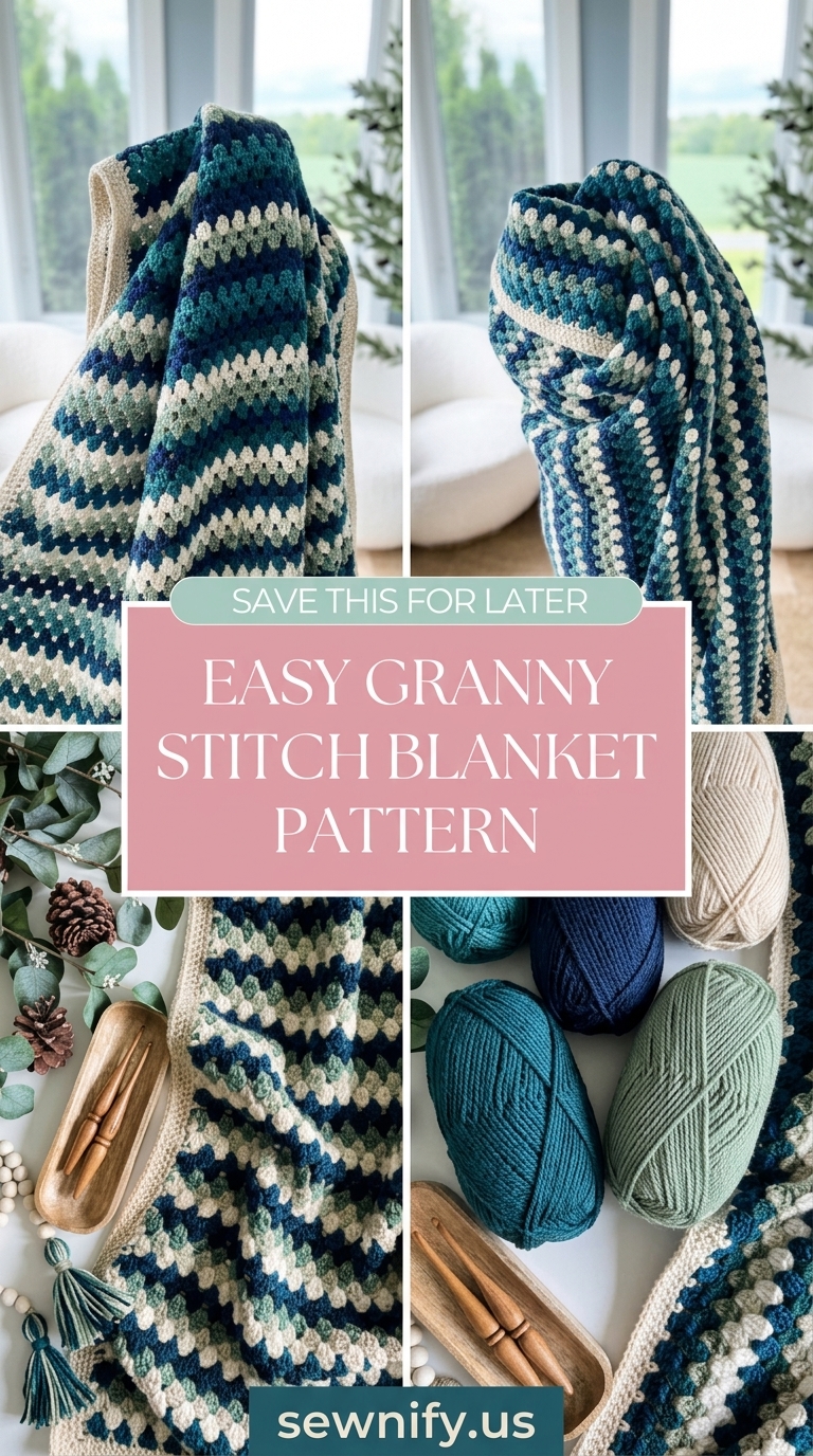 Plaid Couverture au Crochet Motif Granny Stitch Déco Cocooning DIY