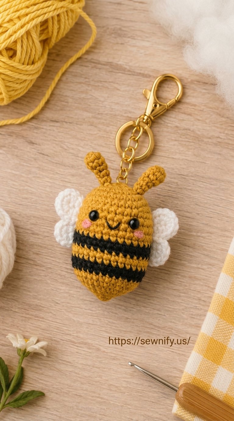 Porte-Clés Abeille Amigurumi au Crochet | Accessoire Sac Kawaii DIY