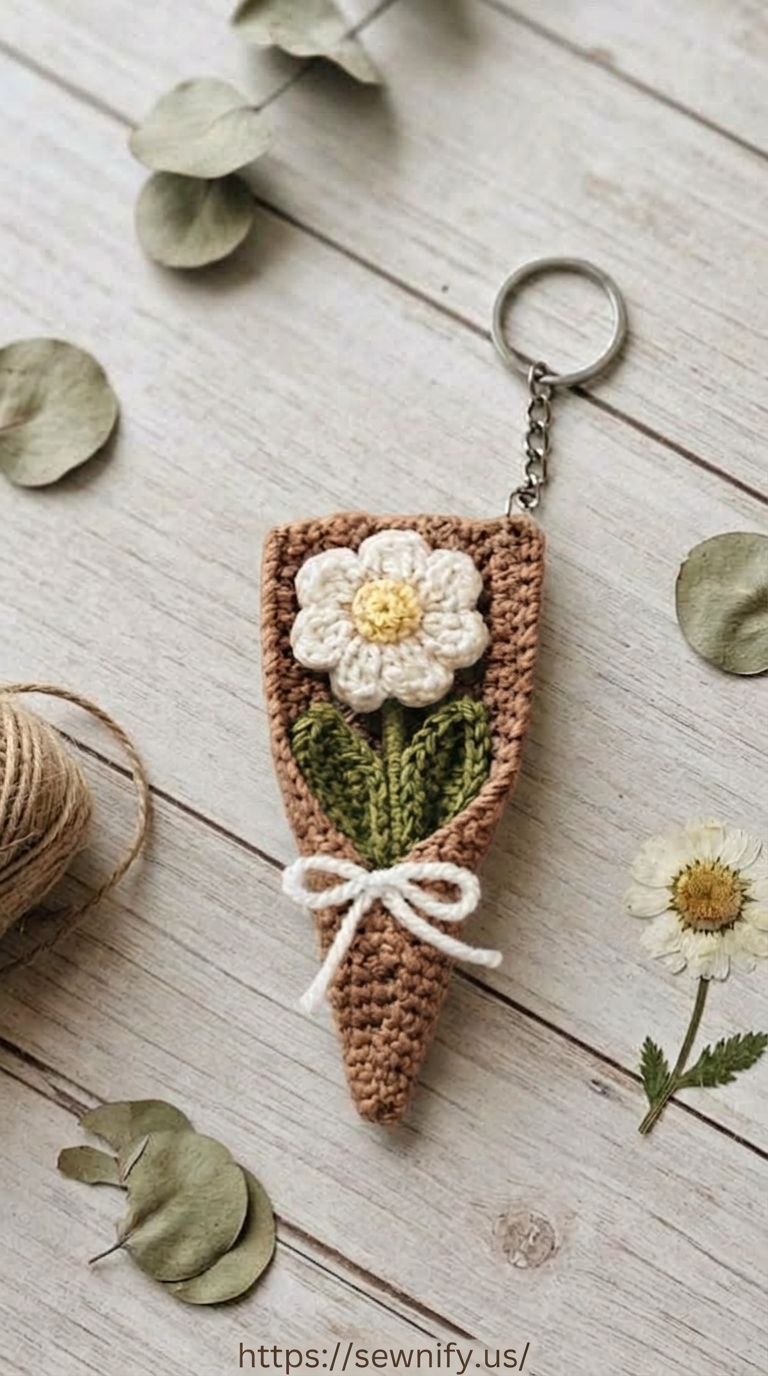 Porte-Clés Bouquet de Marguerite au Crochet | Idée Cadeau DIY Romantique