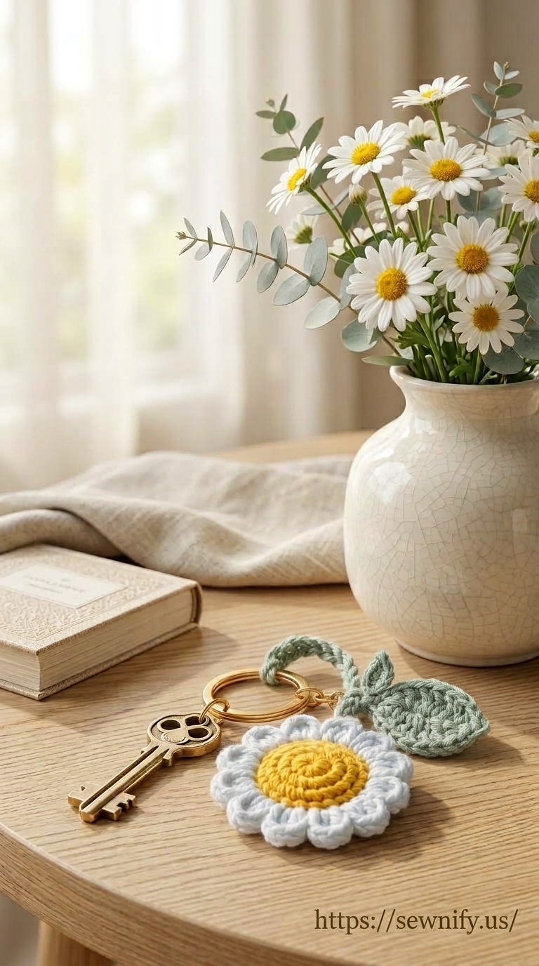 Porte-Clés Fleur Marguerite au Crochet | Tuto Débutant Fait Main