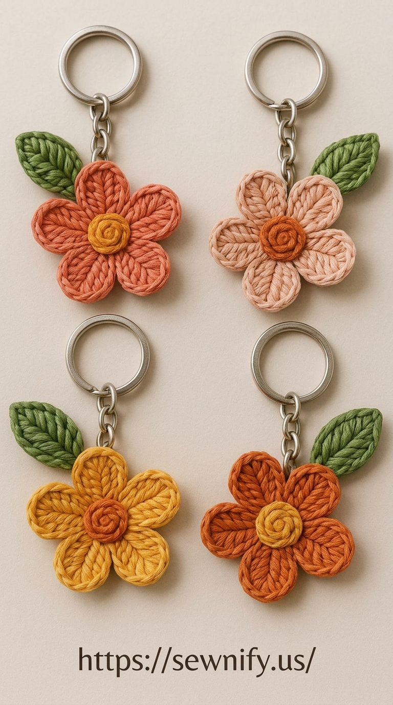 Porte-Clés Fleurs au Crochet Style Vintage | Lot Accessoires Fait Main