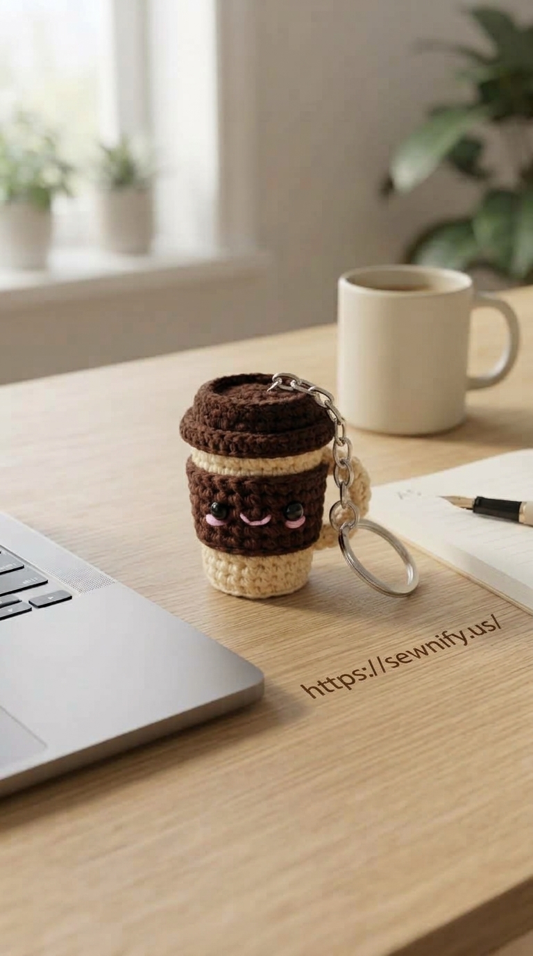 Porte-Clés Gobelet Café Amigurumi au Crochet | Idée Cadeau Cute