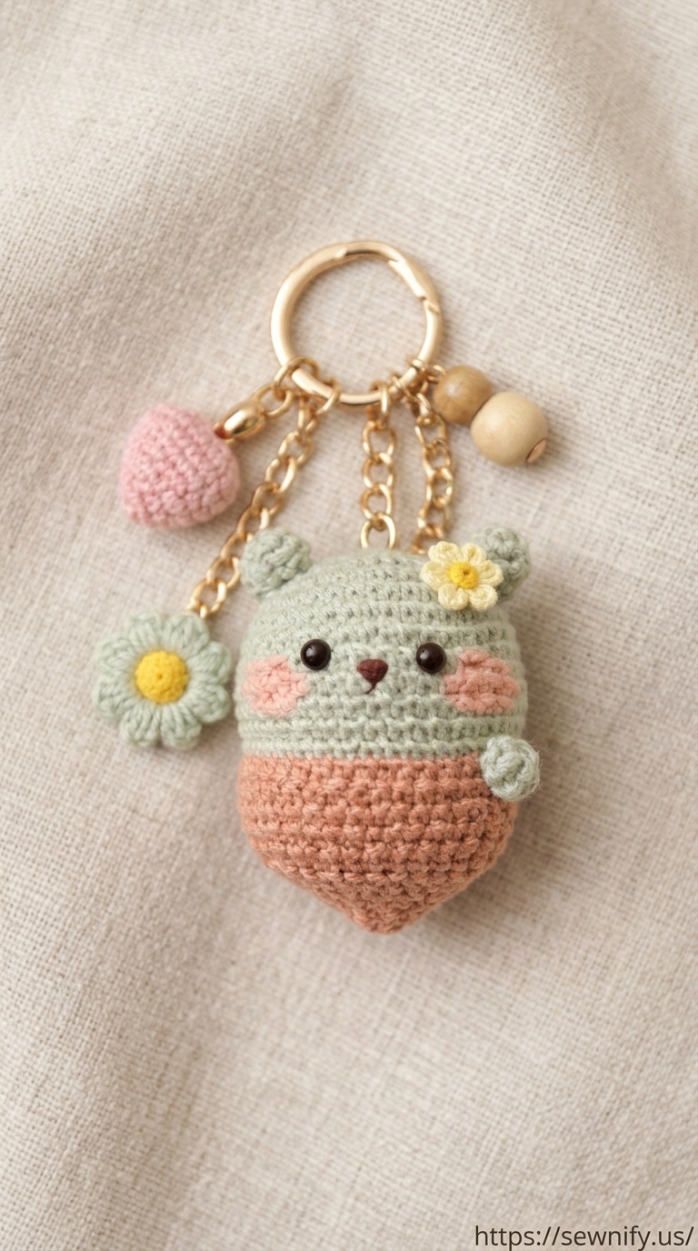 Porte-Clés Ours Amigurumi et Fleurs au Crochet | Accessoire Sac Kawaii