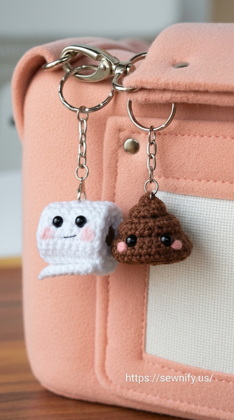 Porte-Clés Papier Toilette et Crotte Amigurumi au Crochet | Humour DIY