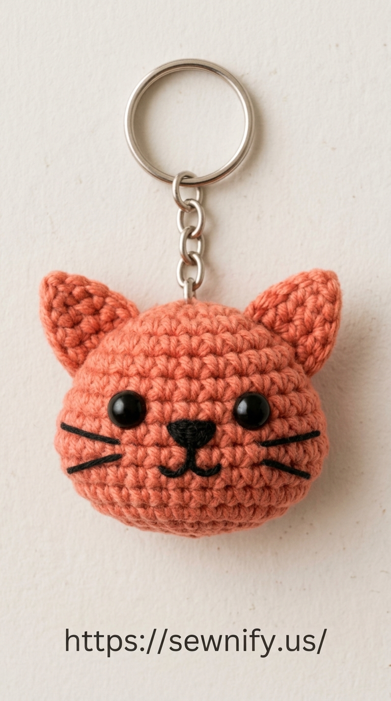 Porte-Clés Tête de Chat Amigurumi Orange au Crochet | Tuto Idée Cadeau