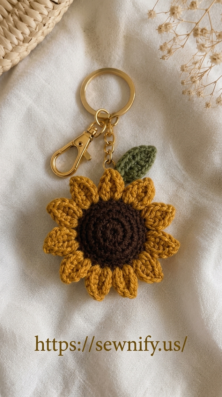 Porte-Clés Tournesol Jaune au Crochet | Accessoire Fait Main Tendance