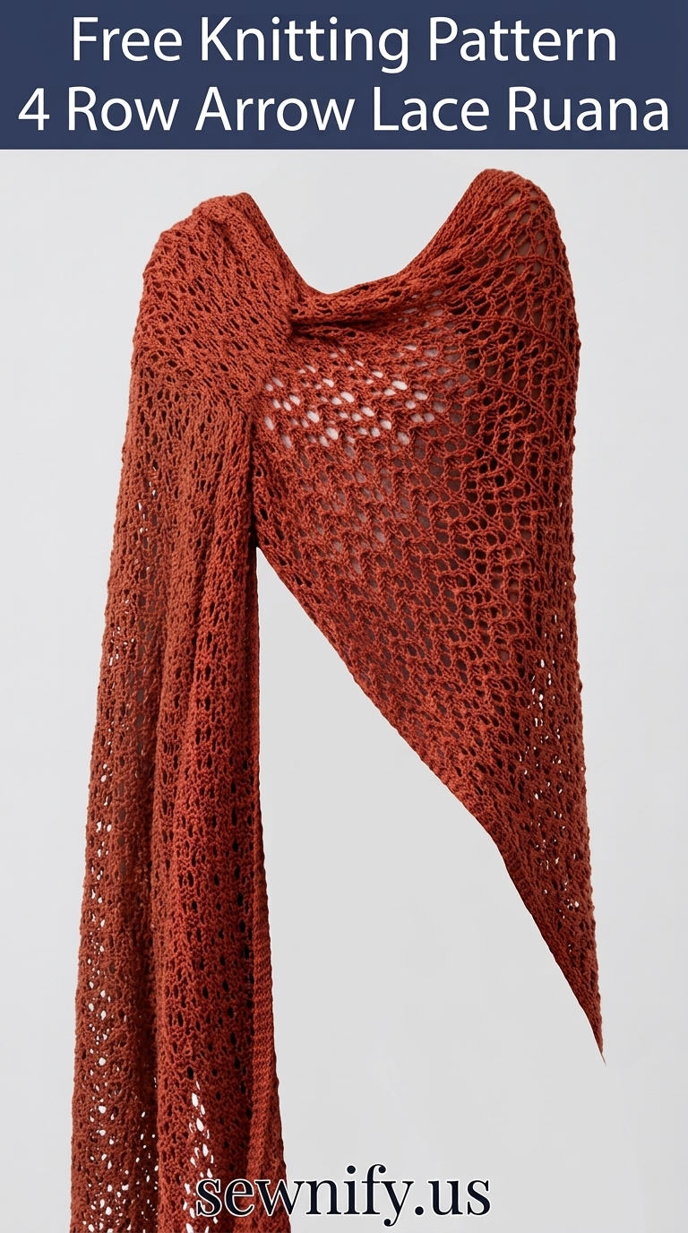 Ruana Dentelle Motif Flèche au Tricot Poncho Ajouré Fait Main