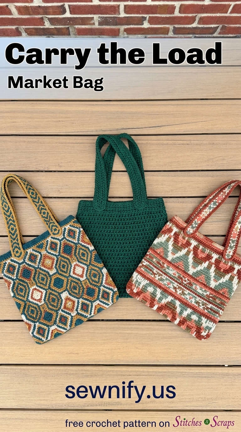 Sac Cabas de Marché au Crochet Motif Mosaïque - Tuto Sac Solide