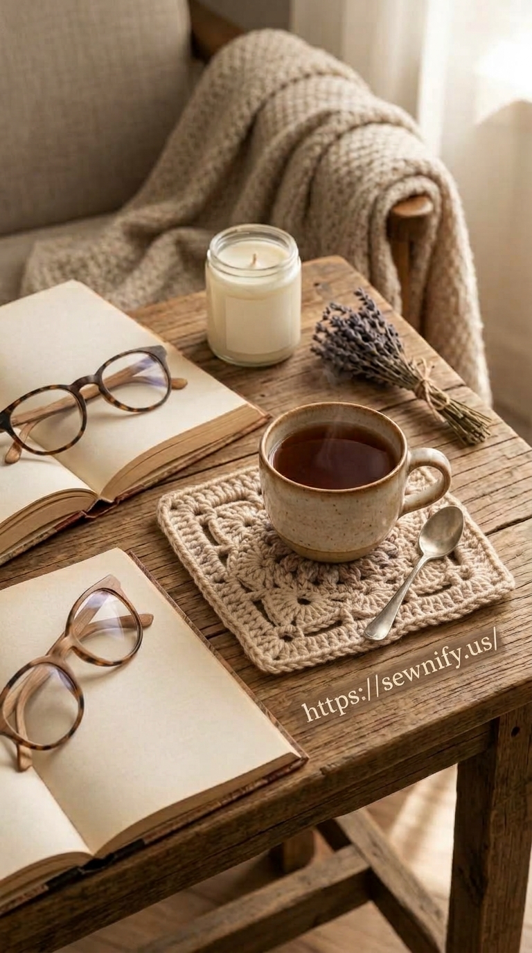 Sous-Verre Carré au Crochet Style Vintage | Déco Table Cocooning