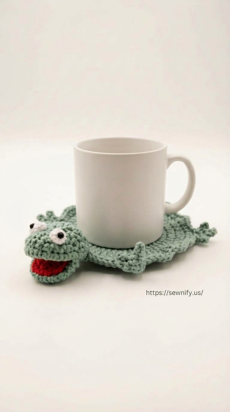 Sous-Verre Grenouille Rigolo au Crochet | Accessoire Tasse Fun