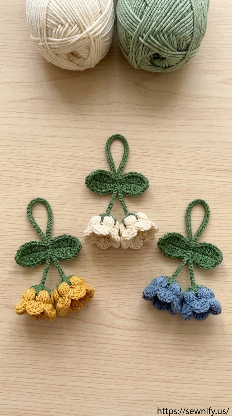 Suspension Muguet au Crochet Jaune, Blanc et Bleu | Bijou de Sac DIY