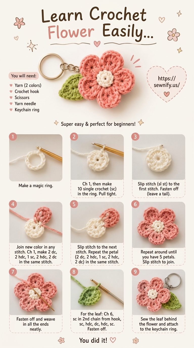 Tuto Fleur au Crochet pour Débutant | Pattern Pas à Pas Facile