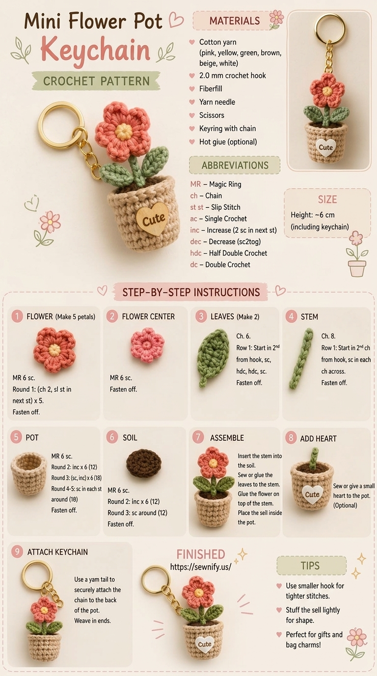 Tuto Mini Pot de Fleur au Crochet | Pattern Gratuit Amigurumi Débutant