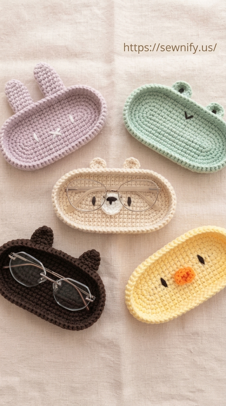 Vide-Poches Animaux au Crochet pour Lunettes | Déco Rangement Kawaii
