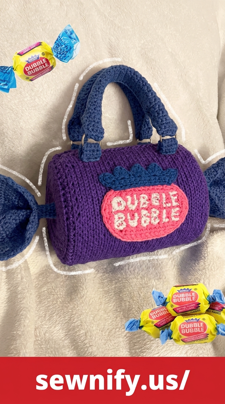 Violet Dubble Bubble Crocheted Wrapper Handbag
