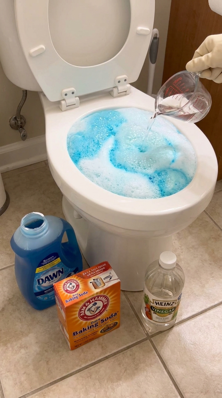 Active Foam Toilet Cleaner DIY Baking Soda Dish Soap Vinegar Hack