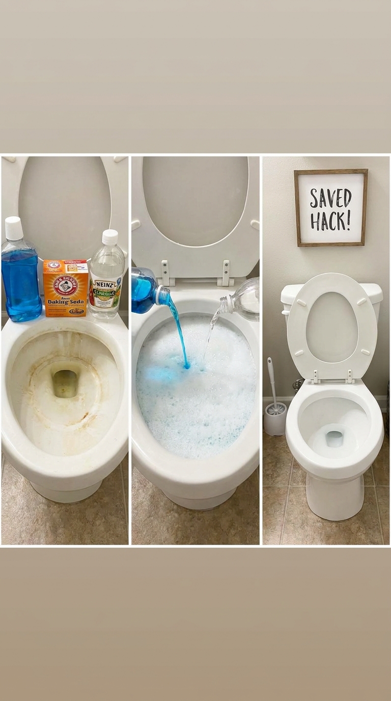 Before During and After Zero Scrub Toilet Hack Active Foam Clean