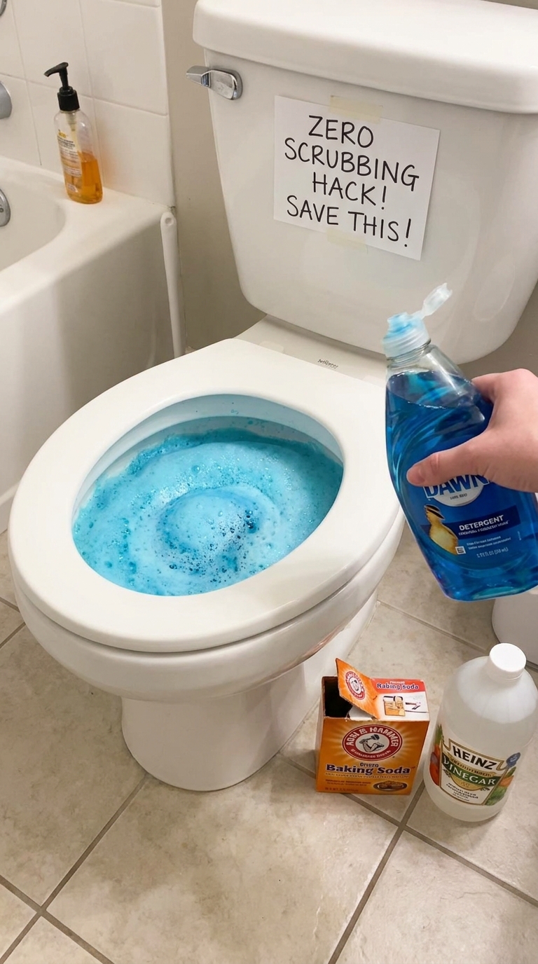 Zero Scrubbing Toilet Hack Dawn Dish Soap Baking Soda Vinegar