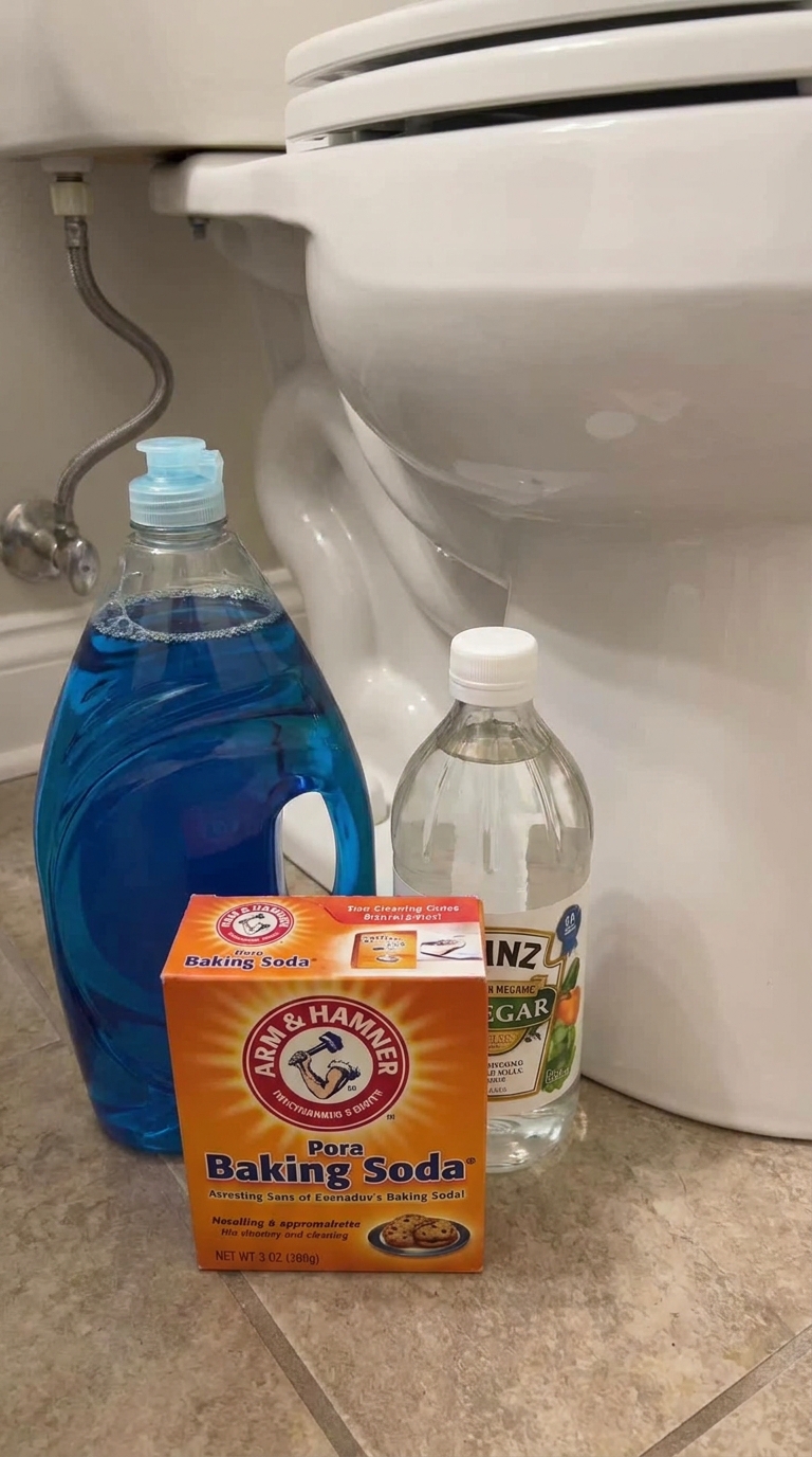 Zero Scrubbing Toilet Hack Dish Soap Baking Soda Vinegar